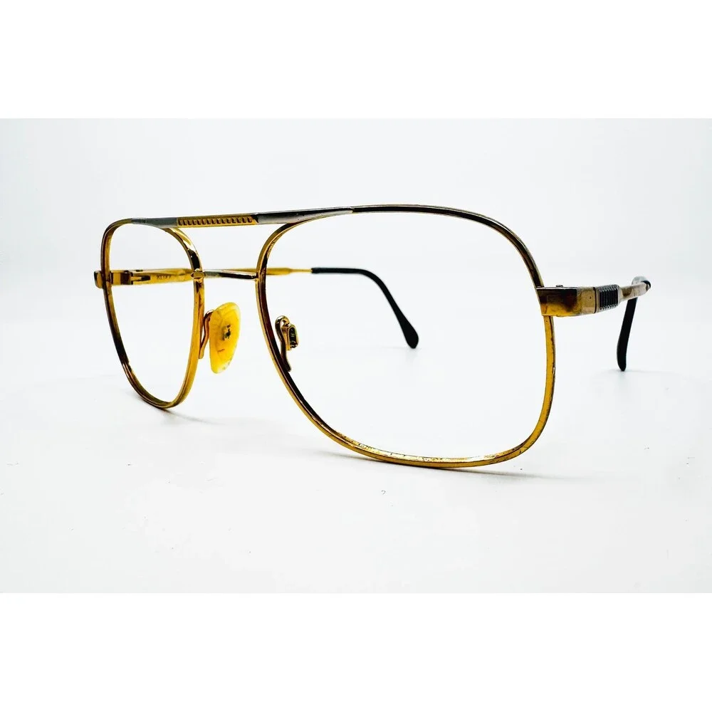 Klxx Jim Whitegep Eyeglasses Mens Gold Aviator Double Bridge Frames 135